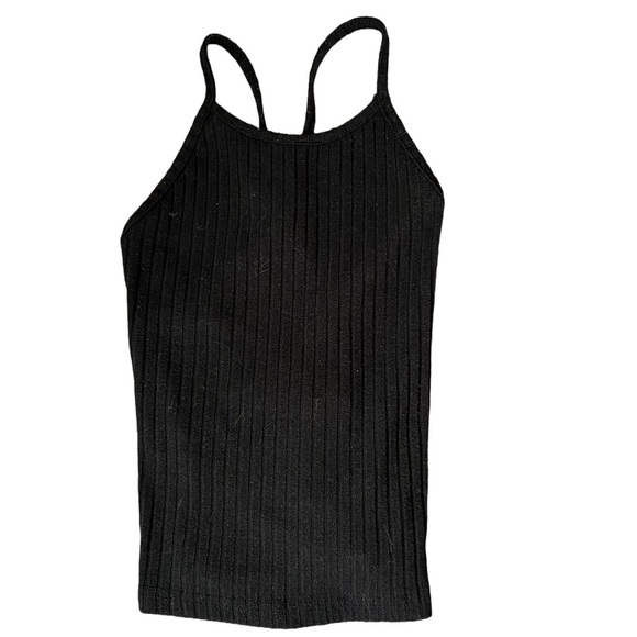 SHEIN BLACK RIBBED HIGH NECK TANK TOP WITH OPEN BACK SIZE XS - Picture 1 of 5